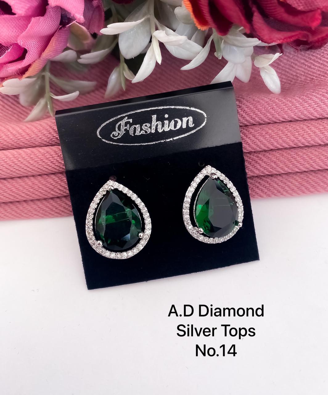 Designer Single AD Diamond Silver Tops 2 Wholesale Shop In Surat
